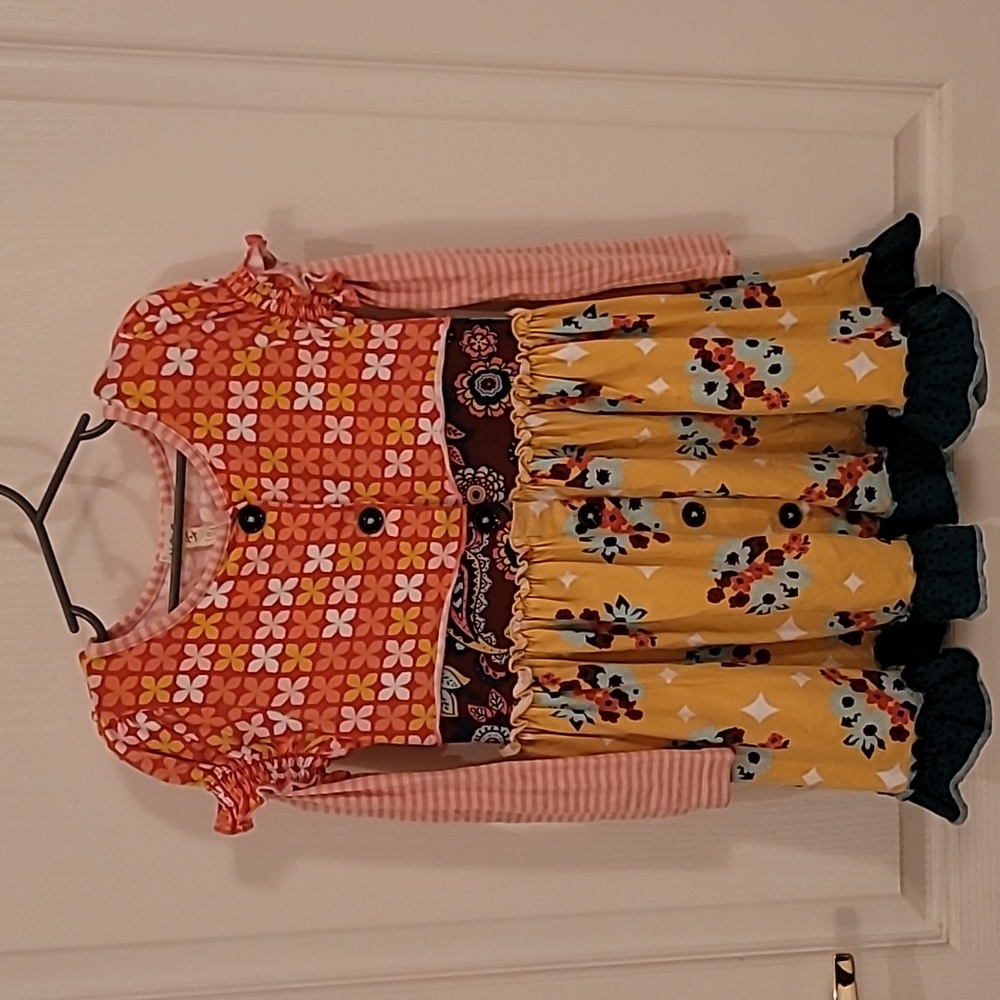 Matilda Jane Annika Girl’s Long Sleeve Twirl Floral Ruffle Dress Size 4